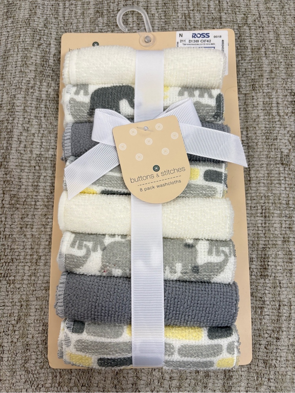 Buttons and stitches baby Washcloth Pack